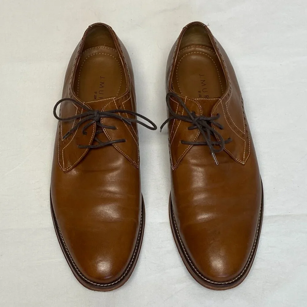Johnston & Murphy Cognac Hughes Leather Derby Lace Up Oxford Shoes 11 J Murphy